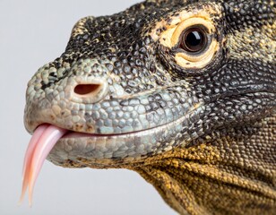 Fototapeta premium Komodo Dragon Head Extreme Close-up Tongue