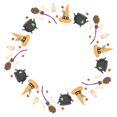 Obraz premium Halloween frame isolated white background orange