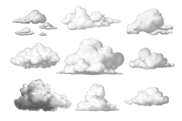 Various white clouds, diverse shapes