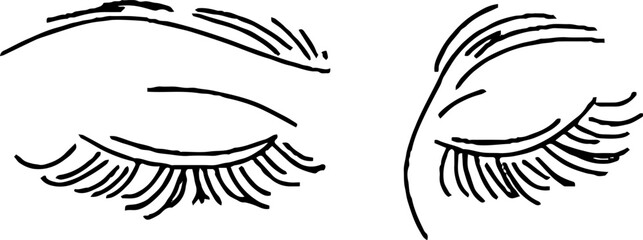 Obraz premium Minimalist line art of eyelash curl for aesthetic design and beauty concepts