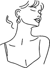 Minimalist line art composition of female face in bohemian style for modern aesthetic design