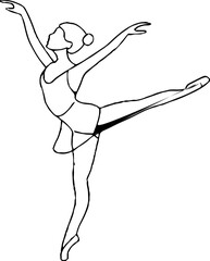 Minimalist line art of dynamic female ballerina for aesthetic design