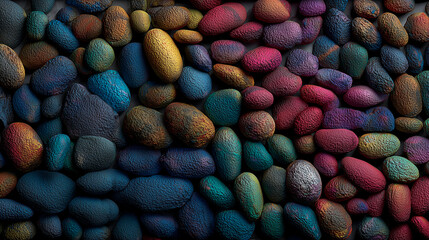close up of colorful rolling stones