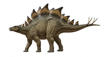 Kraftvoller Stegosaurus detailliert gezeigt naturgetreues Modell weiches Licht. AI Generated
