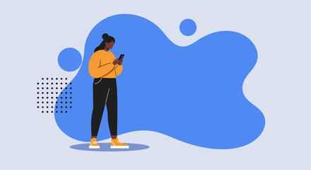 Young woman uses a smartphone for communication, social media, or work. Represents modern digital lifestyle, technology, and online connection.