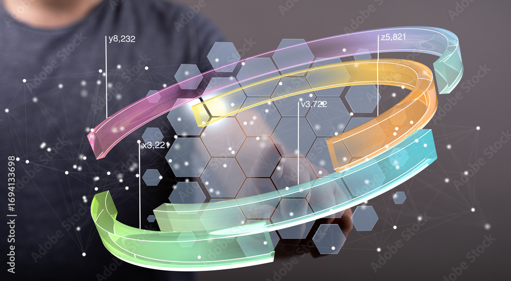 Aufkleber modern data visualization concept. abstract business analytics dashboard. stock photo.