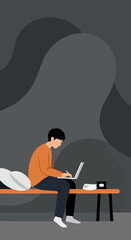 Focused person working remotely on a laptop with a stylus, illustrating online learning, freelance productivity, or digital creation in a modern, minimalist setting.
