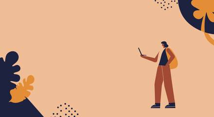 Abstract illustration of a person with a smoking laptop, symbolizing technology stress, burnout, work overload, or urgent problem-solving.