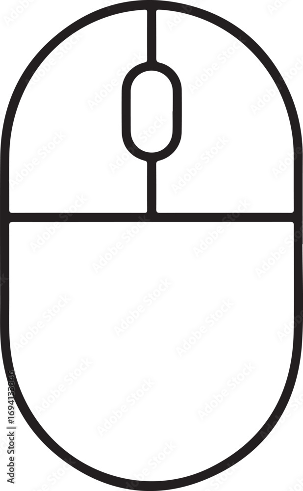 Poster simple outline icon of a computer mouse top view