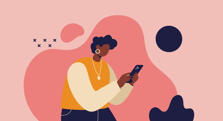 Modern person absorbed in a smartphone, symbolizing digital communication, social media, and mobile technology in daily life.