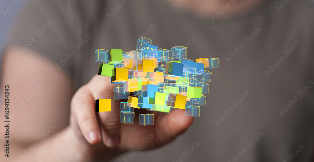 Aufkleber digital data visualization. abstract concept of data processing, network, and technology.