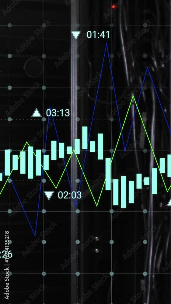 Aufkleber animation of financial data processing over computer servers