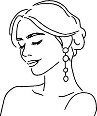 Minimalist line art set featuring elegant female portrait for design and decoration