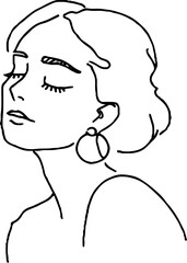 Elegant minimalist line art female portrait for modern aesthetic decor