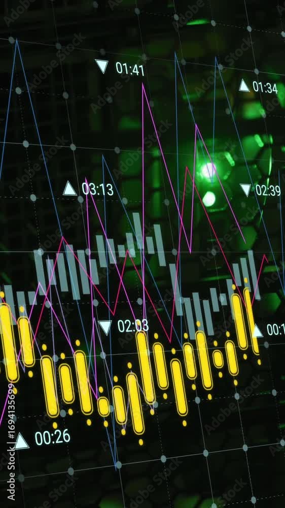 Poster animation of financial data processing over computer servers