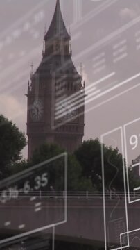 Animation of data processing over london cityscape