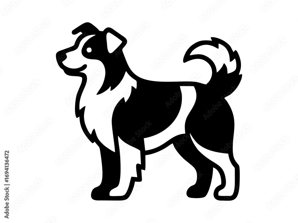 Canvas Prints vector isolated one single aussie australian shepherd dog head portrait front view black and white b