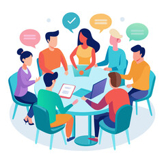 Diverse group of people in a supportive meeting illustration