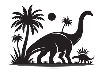 brachiosaurus logo silhouette vector, brontosaurus silhouette vector logo illustration, silhouette of a brachiosaurus dinosaur, animal wildlife brontosaurus logo silhouettes vector on white background © Adobe design