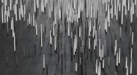 Vertical Elegance: A mesmerizing grayscale capture that reveals an intricate pattern of vertical elements, exuding a sense of modernity and structured artistry. 