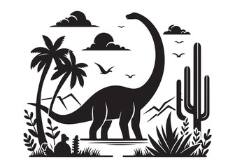 brachiosaurus logo silhouette vector, brontosaurus silhouette vector logo illustration, silhouette of a brachiosaurus dinosaur, animal wildlife brontosaurus logo silhouettes vector on white background © Adobe design