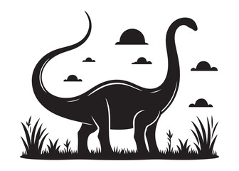 brachiosaurus logo silhouette vector, brontosaurus silhouette vector logo illustration, silhouette of a brachiosaurus dinosaur, animal wildlife brontosaurus logo silhouettes vector on white background