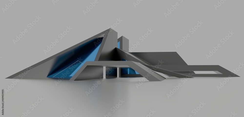 Poster 3d rendering architecture background building geometric shape