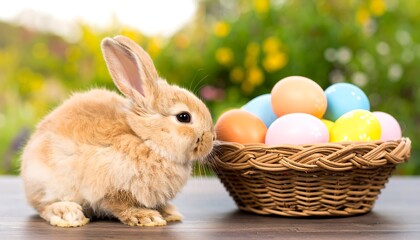 Cute bunny with Easter eggs