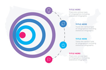 Target Infographic design template with 4 steps for web, business, presentations.