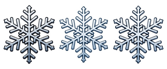 White Snowflake Designs with Transparent Background, Glossy Vector Illustration for Digital Media