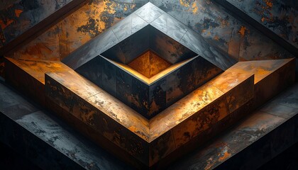 Abstract geometric shapes in dark and orange tones