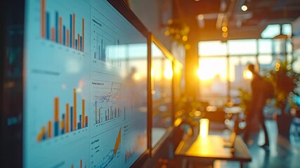 Monitors displaying financial charts, bokeh background with light streaming through - Powered by Adobe