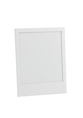 Pristine, unblemished instant photo frame with a white border and blank white interior, on a seamless transparent background with soft studio lighting, concept of creative potential