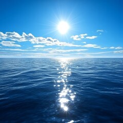 Fototapeta premium Serene Azure Expanse A Tranquil Seascape with Gentle Waves and a Bright Blue Sky Above