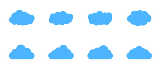 Cloud Icon Set with Minimal Shapes for Weather, Storage, and Digital Network Design