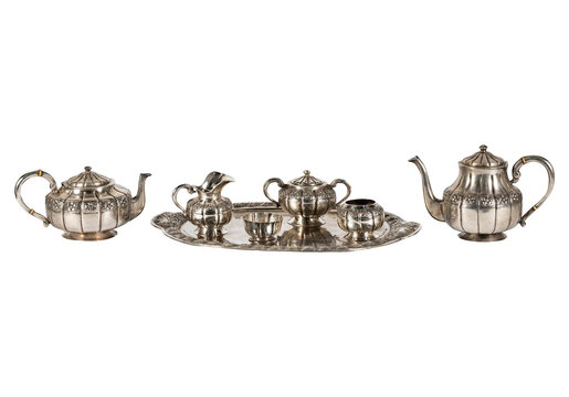 set of antique silver teapot  Silver coffee and tea set