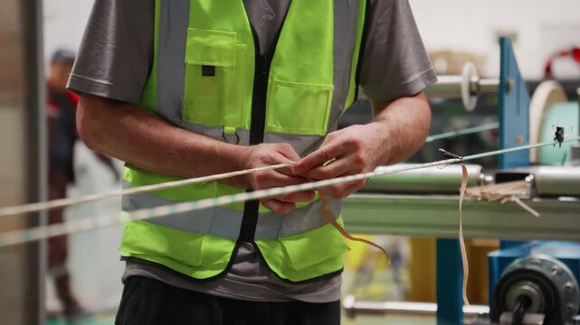 Wrapping protective sleevings on locomotive cables