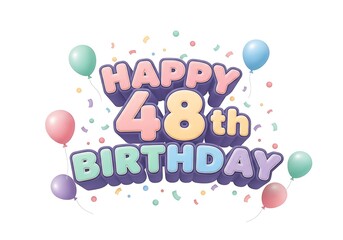 Happy 48th birthday colorful balloon design