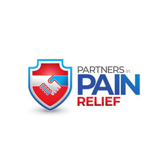 Pain Relief Logo Vector Images Creative Pain logo design, Partners in Pain Relief, Pain thunder bolt, handshake, hands shading, Conference, Meeting, Symposia, Campaign