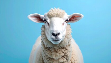 Fototapeta premium A sheep's portrait against a vibrant backdrop