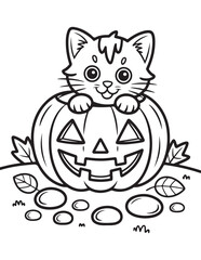 Cute Halloween Coloring Book Pages For Kids,  Vectors Illustration, Line Art, Black & White Designs, Bold-Easy, A4 Size 8.5x11" Inches, 