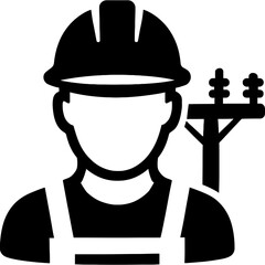 Minimalistic powerline technician silhouette