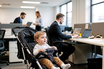 Baby in Office, Modern Workplace, Parent - Work-Life Balance