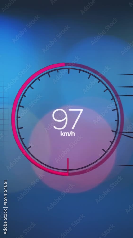 Poster animation of changing numbers in circles, navigation pattern, graphs over lens flare