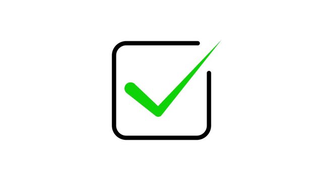 Check mark inside a circle animated. glowing neon line check mark icon animation. tick mark, done, complete 4k.