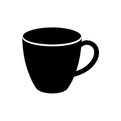 Simple black coffee cup image on transparent background silhouette