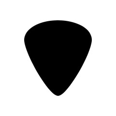 Black guitar pick on white area on transparent background silhouette