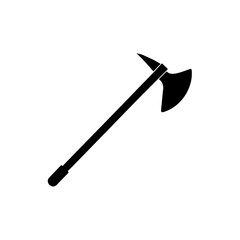 Illustration of a black axe on transparent background silhouette