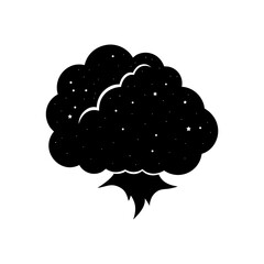 Black tree with stars inside it on transparent background silhouette