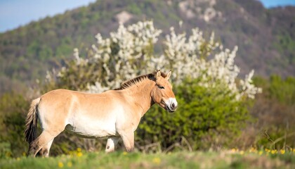 Obraz premium Wild Horse in Spring Meadow